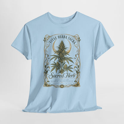 Sacred Herb Botanical T‑Shirt — "Sacred Herb" Vintage Cannabis Plant Tee