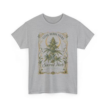 Sacred Herb Botanical T‑Shirt — "Sacred Herb" Vintage Cannabis Plant Tee