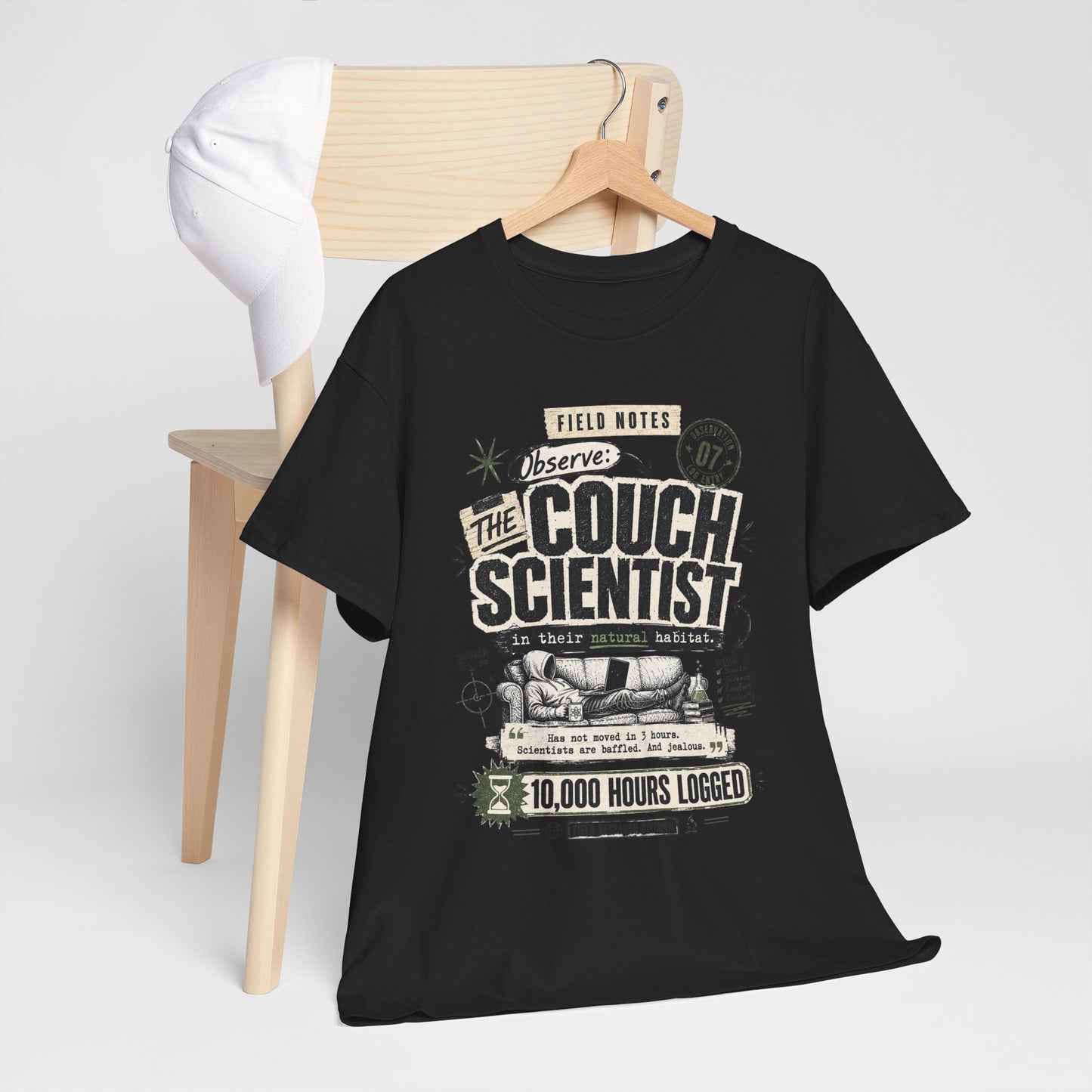 Funny Tee — "The Couch Scientist" Funny Vintage Sofa T-Shirt (10,000 Hours Logged)