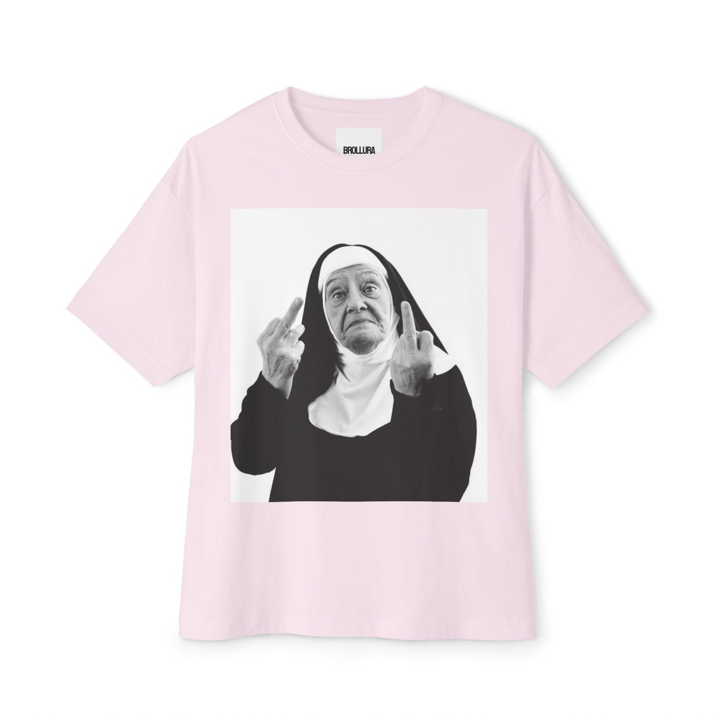 Nun Middle Finger Graphic Tee — Funny Rebel Religious Humor T‑Shirt