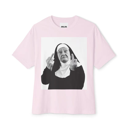Nun Middle Finger Graphic Tee — Funny Rebel Religious Humor T‑Shirt