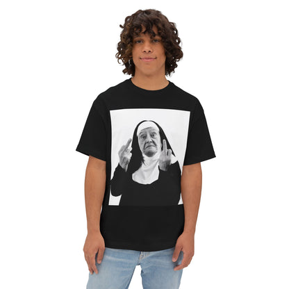Nun Middle Finger Graphic Tee — Funny Rebel Religious Humor T‑Shirt