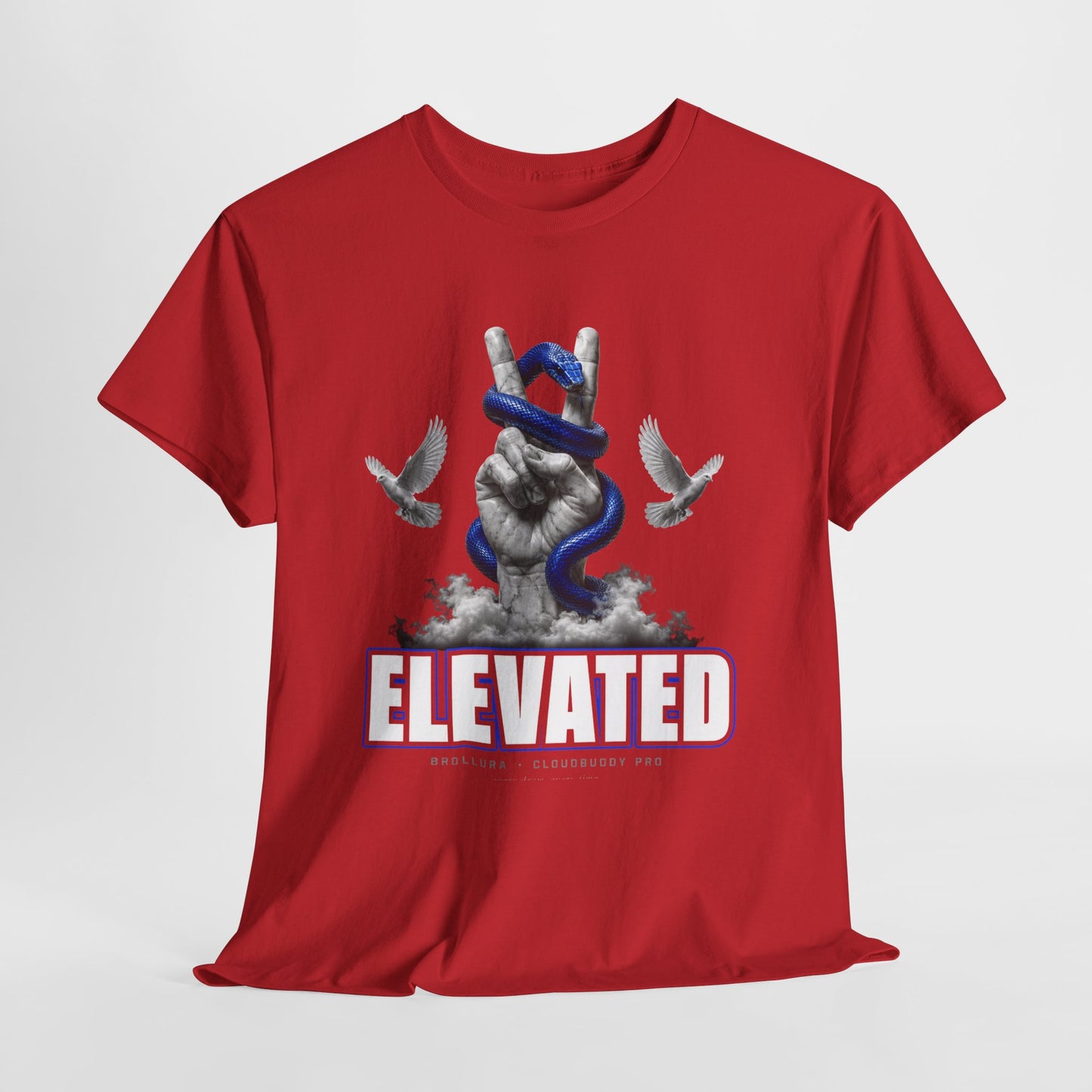 Elevated Graphic Tee — Peace Hand, Blue Snake & Doves