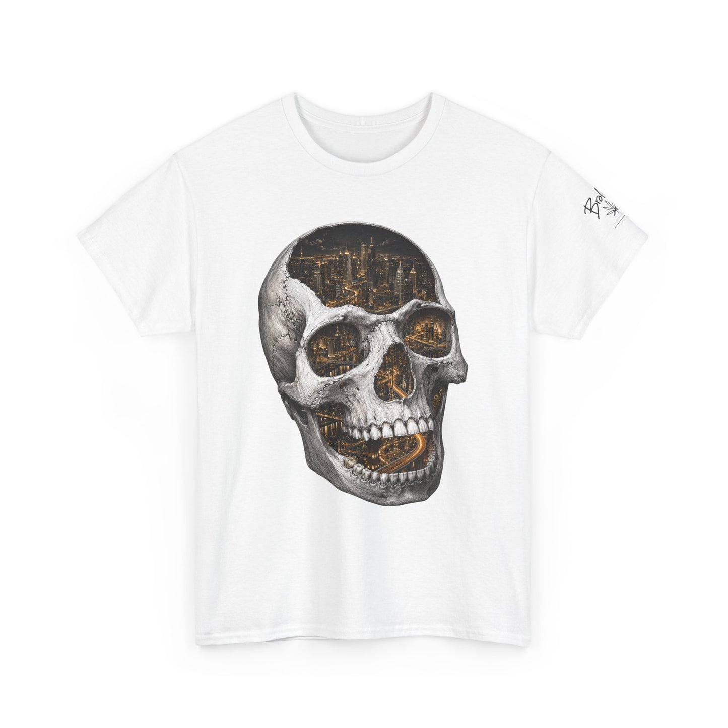 Skull City Graphic Tee — Vintage Skull with Cityscape