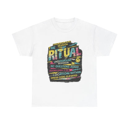 Ritual Graphic Tee — Vintage Neon Underground Session T-Shirt