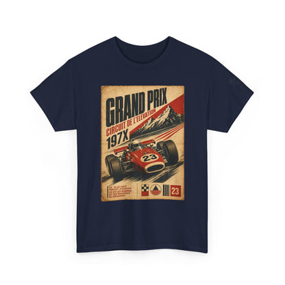 Grand Prix Vintage Racing Tee — Retro Circuit de LeMans 197X Car Poster