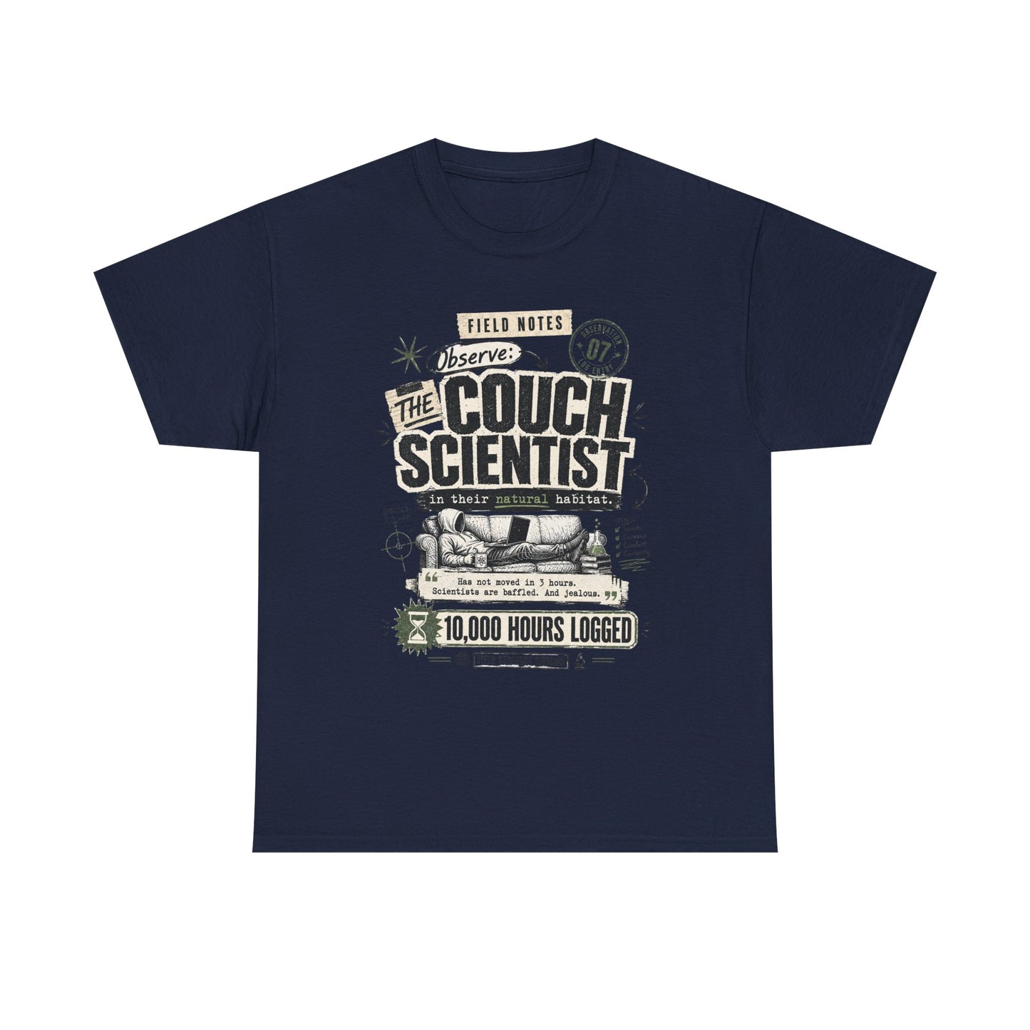Funny Tee — "The Couch Scientist" Funny Vintage Sofa T-Shirt (10,000 Hours Logged)