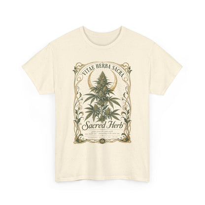 Sacred Herb Botanical T‑Shirt — "Sacred Herb" Vintage Cannabis Plant Tee