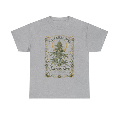 Sacred Herb Botanical T‑Shirt — "Sacred Herb" Vintage Cannabis Plant Tee