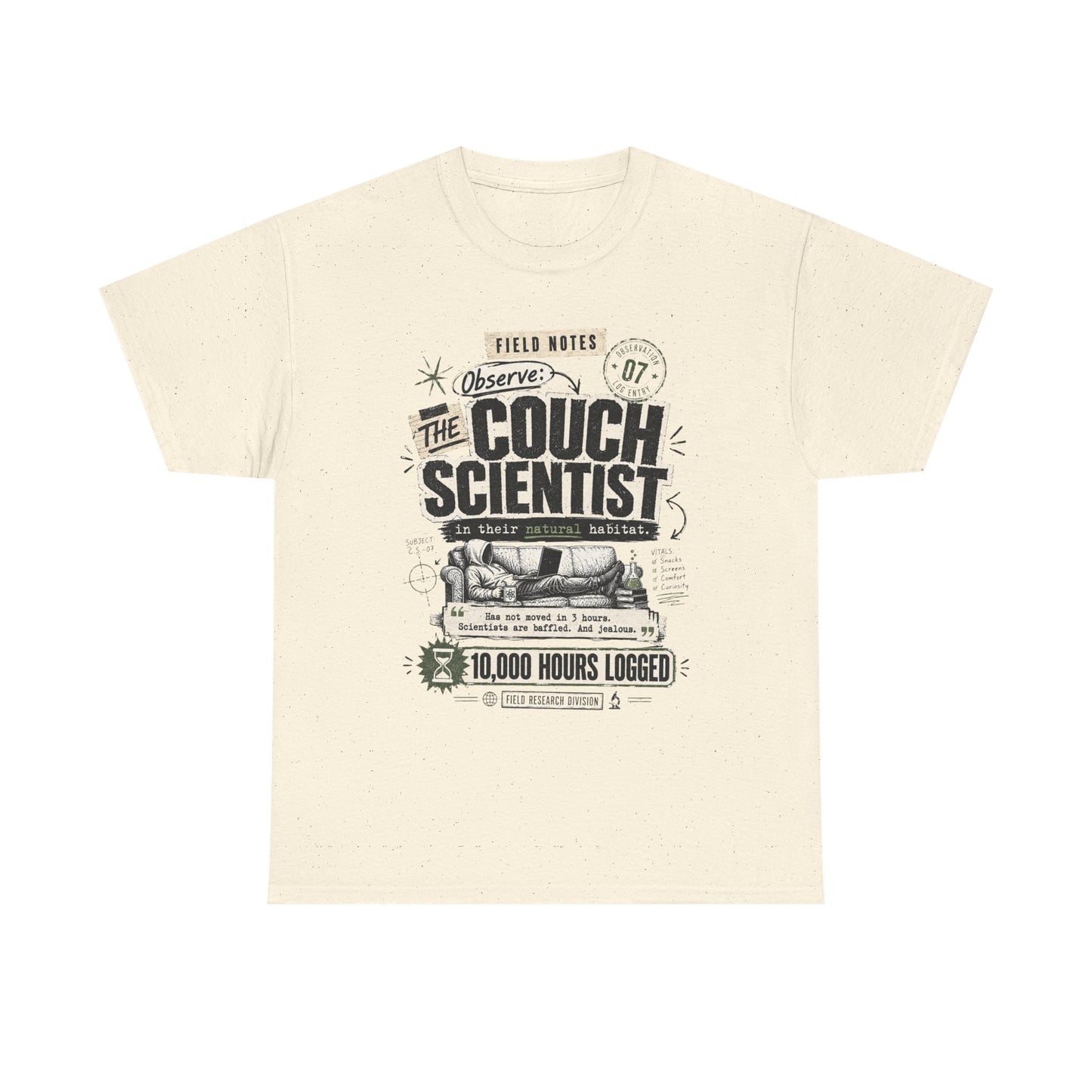 Funny Tee — "The Couch Scientist" Funny Vintage Sofa T-Shirt (10,000 Hours Logged)