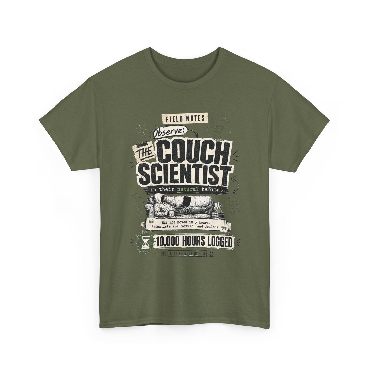 Funny Tee — "The Couch Scientist" Funny Vintage Sofa T-Shirt (10,000 Hours Logged)