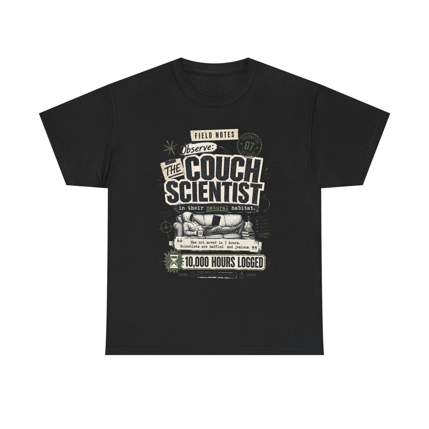 Funny Tee — "The Couch Scientist" Funny Vintage Sofa T-Shirt (10,000 Hours Logged)