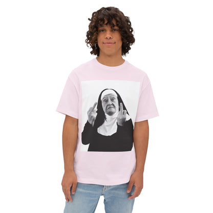 Nun Middle Finger Graphic Tee — Funny Rebel Religious Humor T‑Shirt