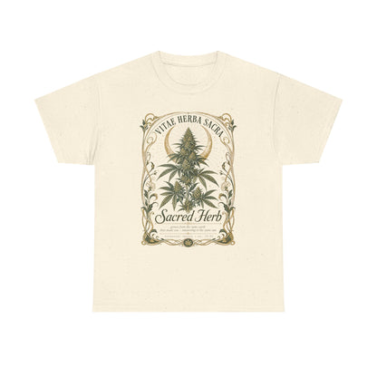 Sacred Herb Botanical T‑Shirt — "Sacred Herb" Vintage Cannabis Plant Tee