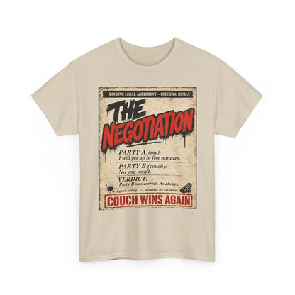 Funny The Negotiation Vintage Tee — “Couch Wins Again” Retro Graphic T‑Shirt