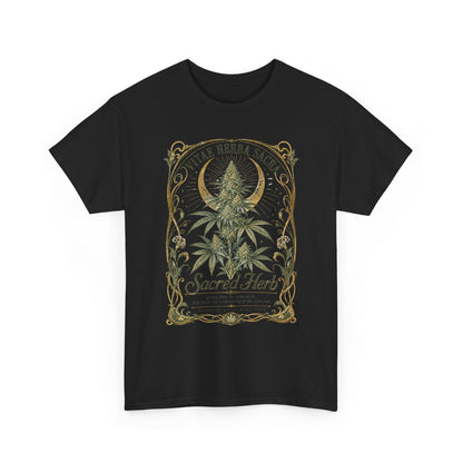 Sacred Herb Botanical T‑Shirt — "Sacred Herb" Vintage Cannabis Plant Tee
