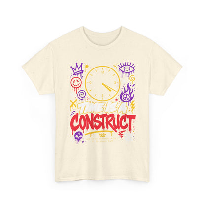Funny Time Is a Construct Graphic Tee — Retro Neon Clock Streetwear
