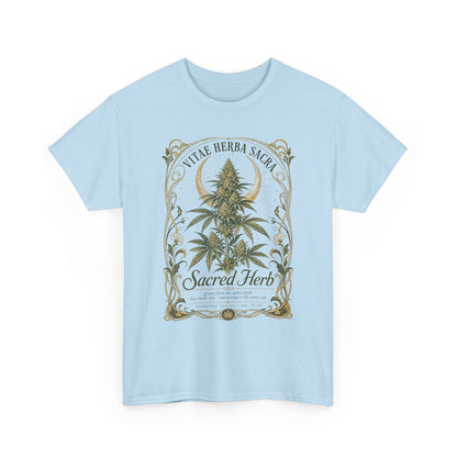 Sacred Herb Botanical T‑Shirt — "Sacred Herb" Vintage Cannabis Plant Tee