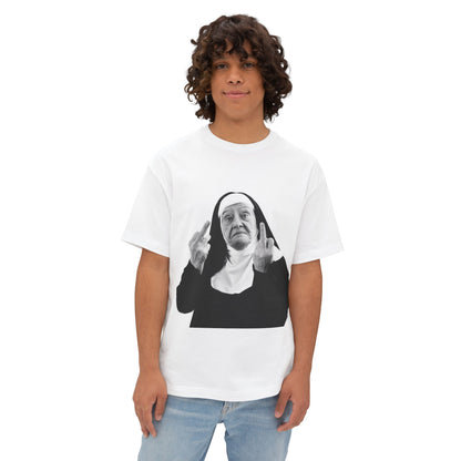 Nun Middle Finger Graphic Tee — Funny Rebel Religious Humor T‑Shirt