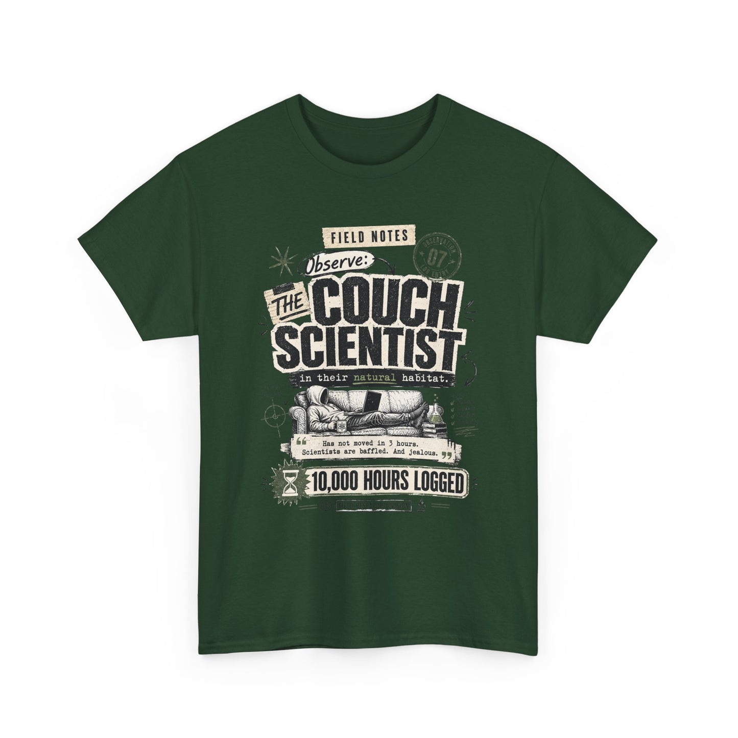 Funny Tee — "The Couch Scientist" Funny Vintage Sofa T-Shirt (10,000 Hours Logged)