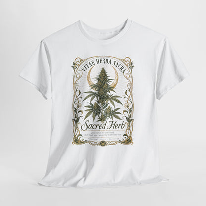 Sacred Herb Botanical T‑Shirt — "Sacred Herb" Vintage Cannabis Plant Tee