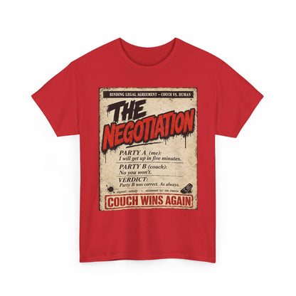 Funny The Negotiation Vintage Tee — “Couch Wins Again” Retro Graphic T‑Shirt