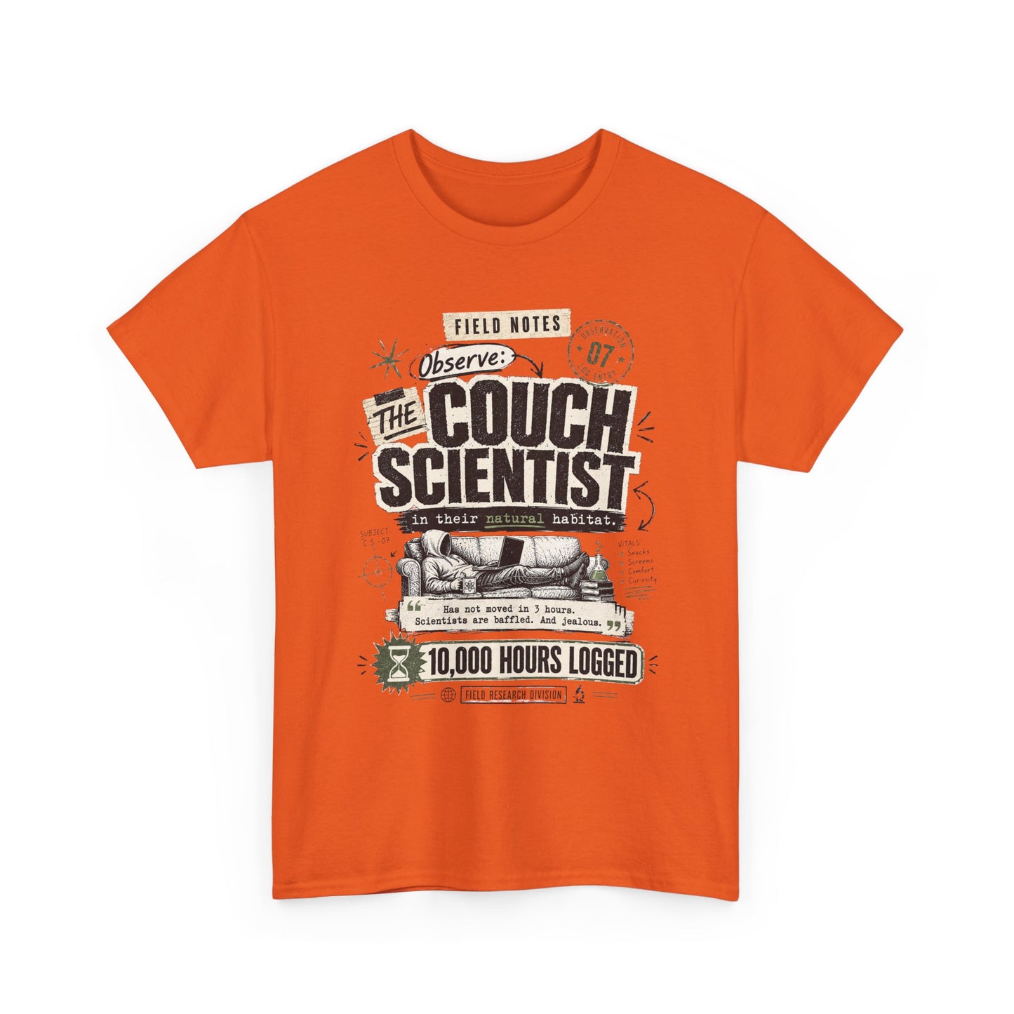 Funny Tee — "The Couch Scientist" Funny Vintage Sofa T-Shirt (10,000 Hours Logged)