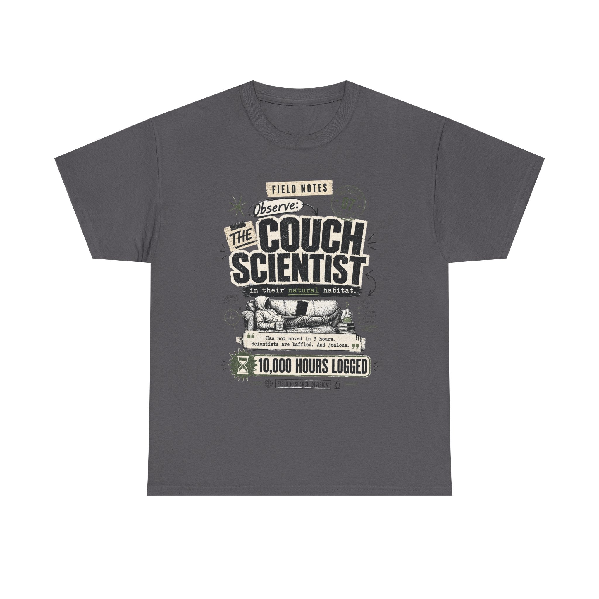 Funny Tee — "The Couch Scientist" Funny Vintage Sofa T-Shirt (10,000 Hours Logged)