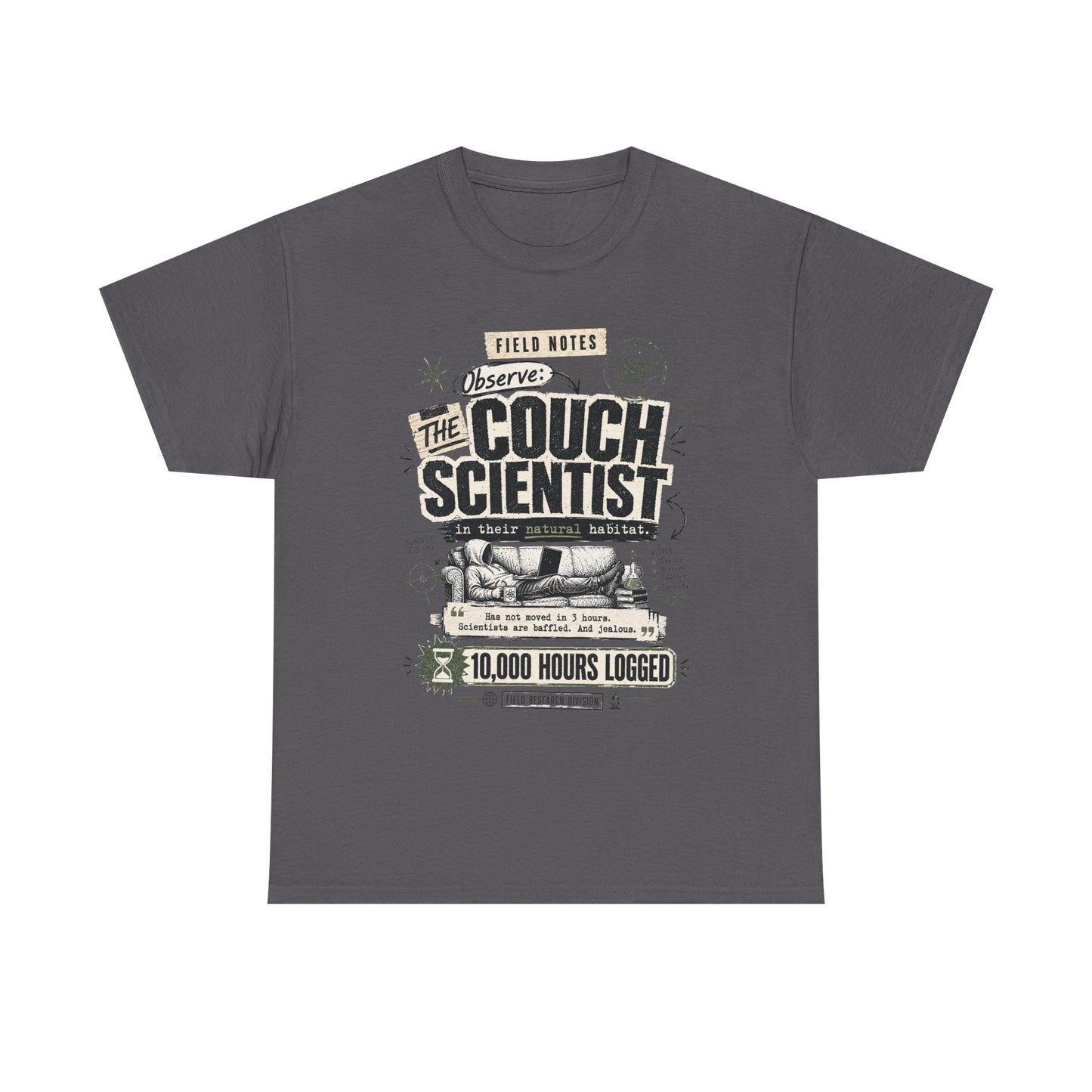 Funny Tee — "The Couch Scientist" Funny Vintage Sofa T-Shirt (10,000 Hours Logged)