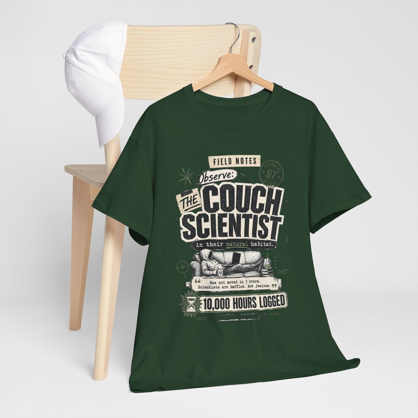 Funny Tee — "The Couch Scientist" Funny Vintage Sofa T-Shirt (10,000 Hours Logged)