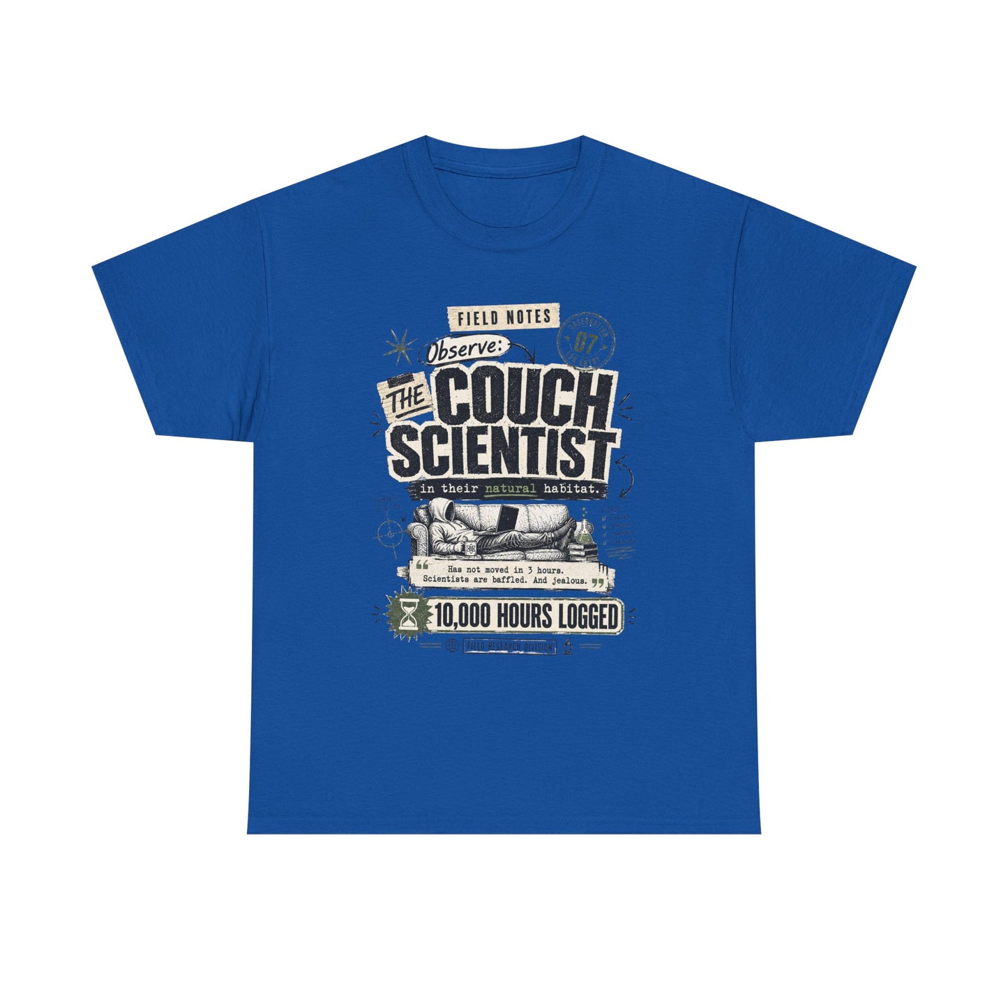 Funny Tee — "The Couch Scientist" Funny Vintage Sofa T-Shirt (10,000 Hours Logged)