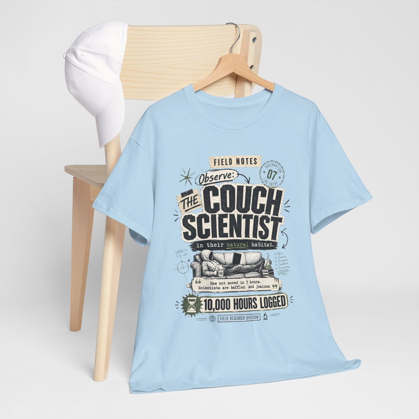 Funny Tee — "The Couch Scientist" Funny Vintage Sofa T-Shirt (10,000 Hours Logged)