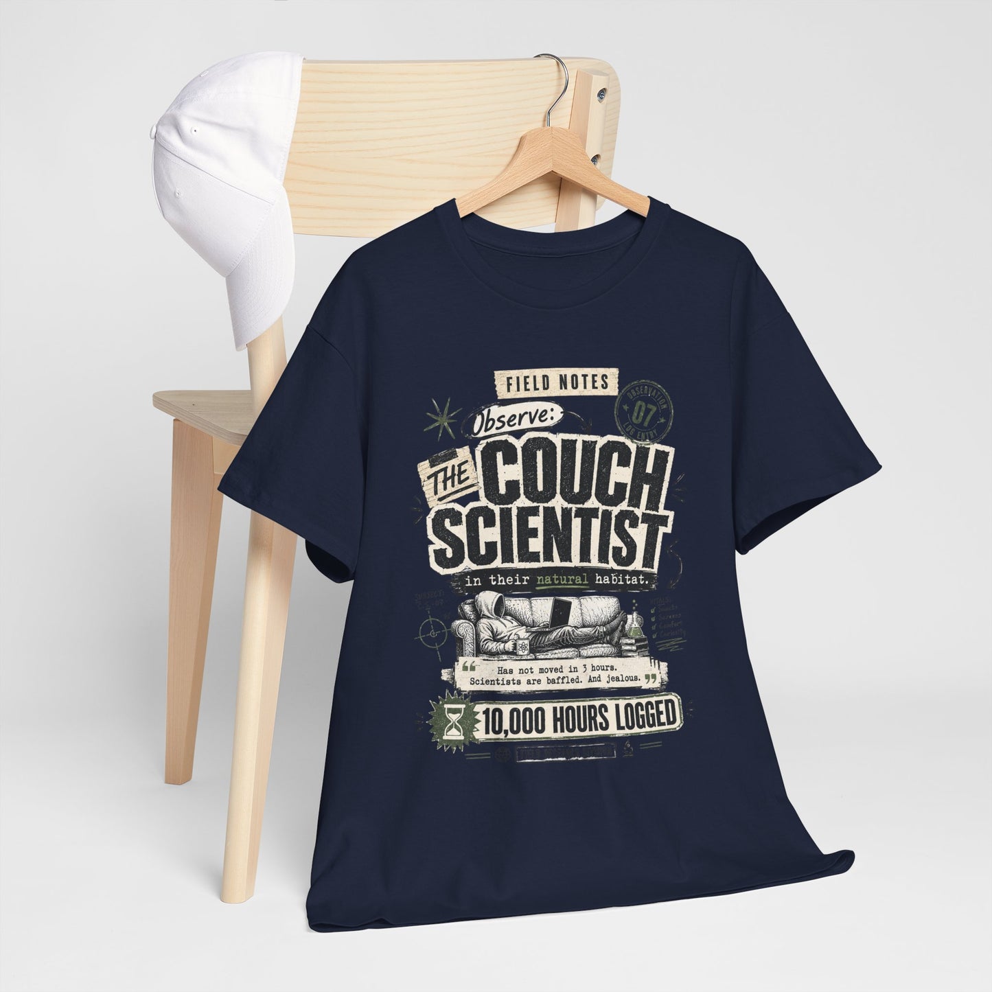 Funny Tee — "The Couch Scientist" Funny Vintage Sofa T-Shirt (10,000 Hours Logged)
