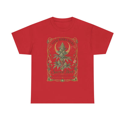 Sacred Herb Botanical T‑Shirt — "Sacred Herb" Vintage Cannabis Plant Tee