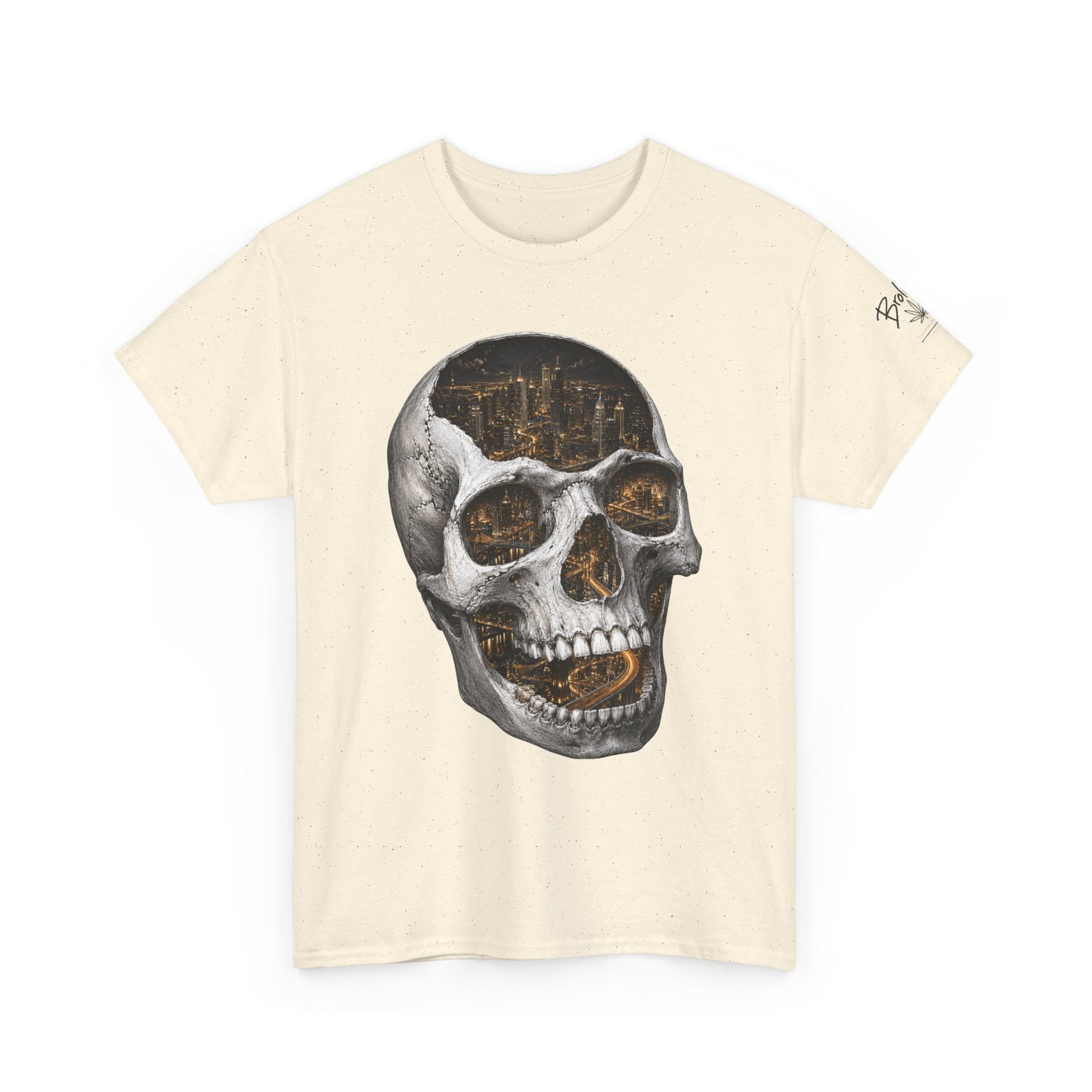 Skull City Graphic Tee — Vintage Skull with Cityscape