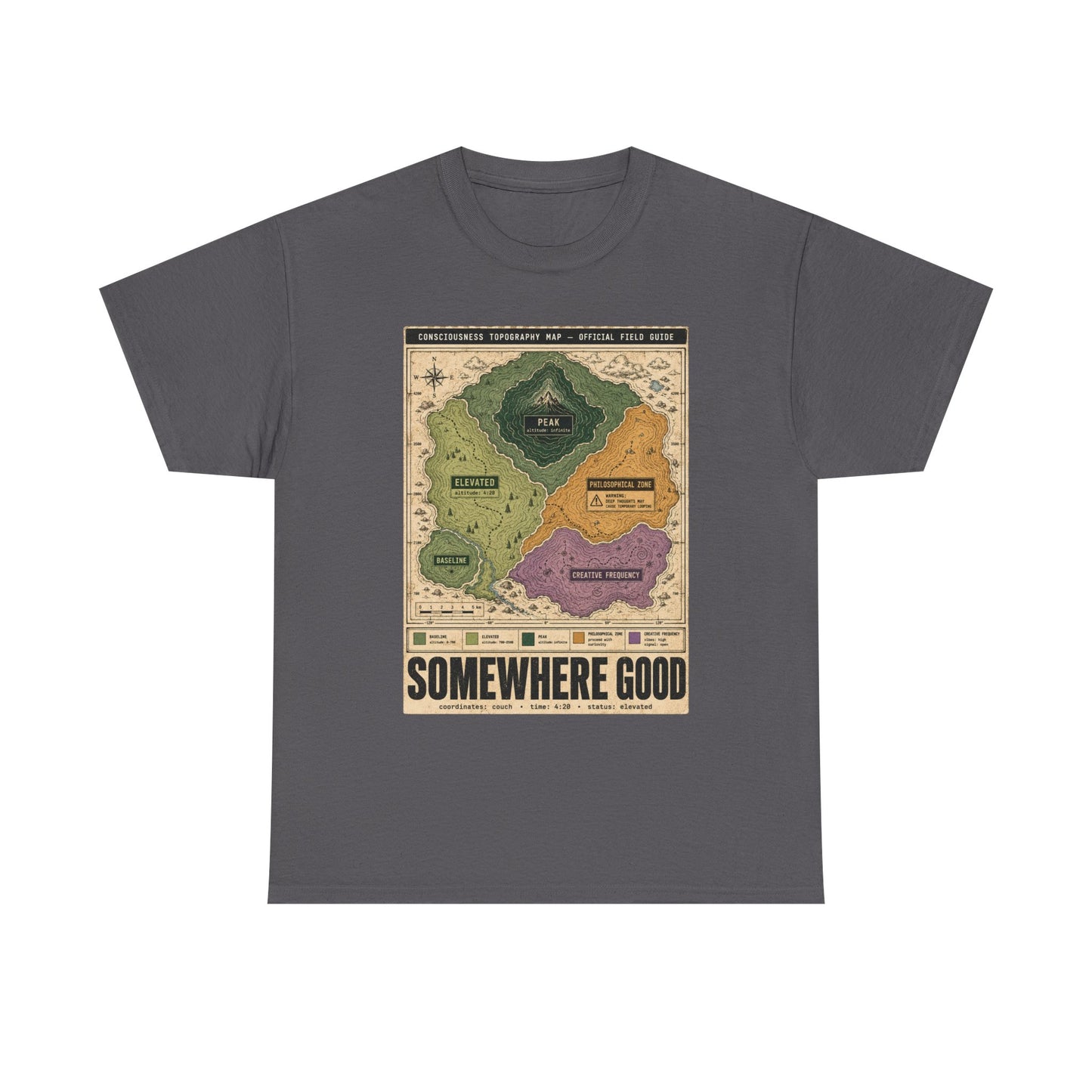 Map Graphic T-Shirt — "Somewhere Good" Vintage Adventure Tee