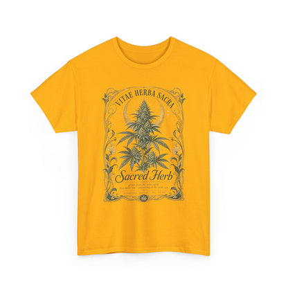 Sacred Herb Botanical T‑Shirt — "Sacred Herb" Vintage Cannabis Plant Tee