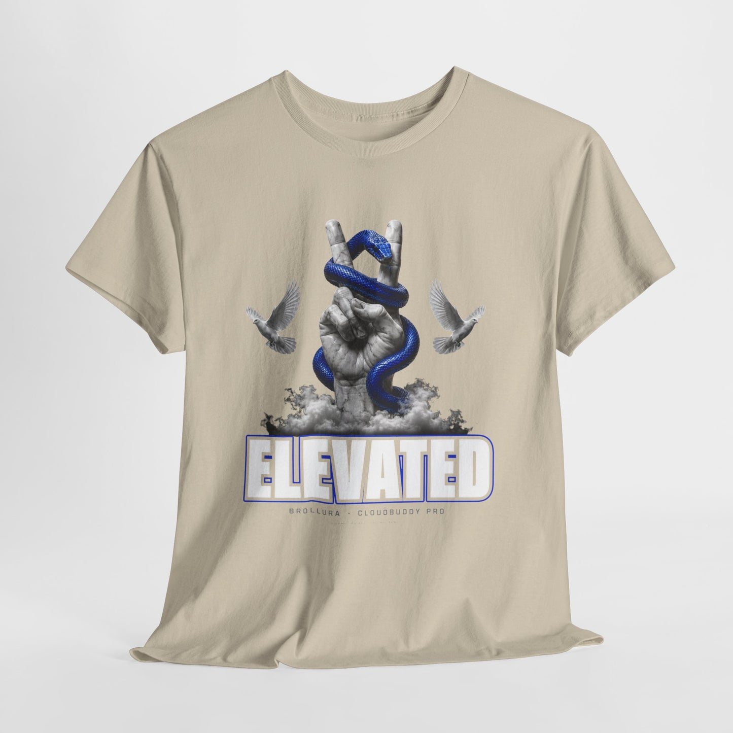 Elevated Graphic Tee — Peace Hand, Blue Snake & Doves