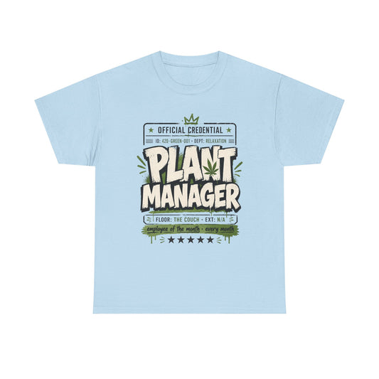 Funny Plant Manager T-Shirt — Funny Plant Lover Tee with "Official Credential" Design