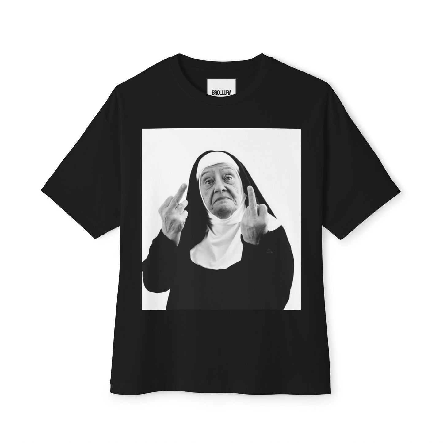 Nun Middle Finger Graphic Tee — Funny Rebel Religious Humor T‑Shirt