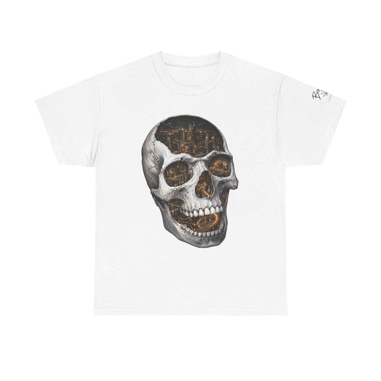 Skull City Graphic Tee — Vintage Skull with Cityscape