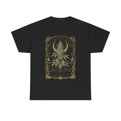 Sacred Herb Botanical T‑Shirt — "Sacred Herb" Vintage Cannabis Plant Tee
