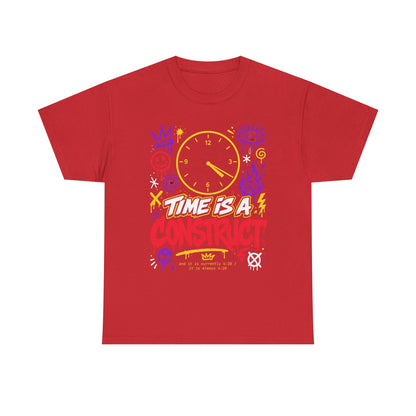 Funny Time Is a Construct Graphic Tee — Retro Neon Clock Streetwear