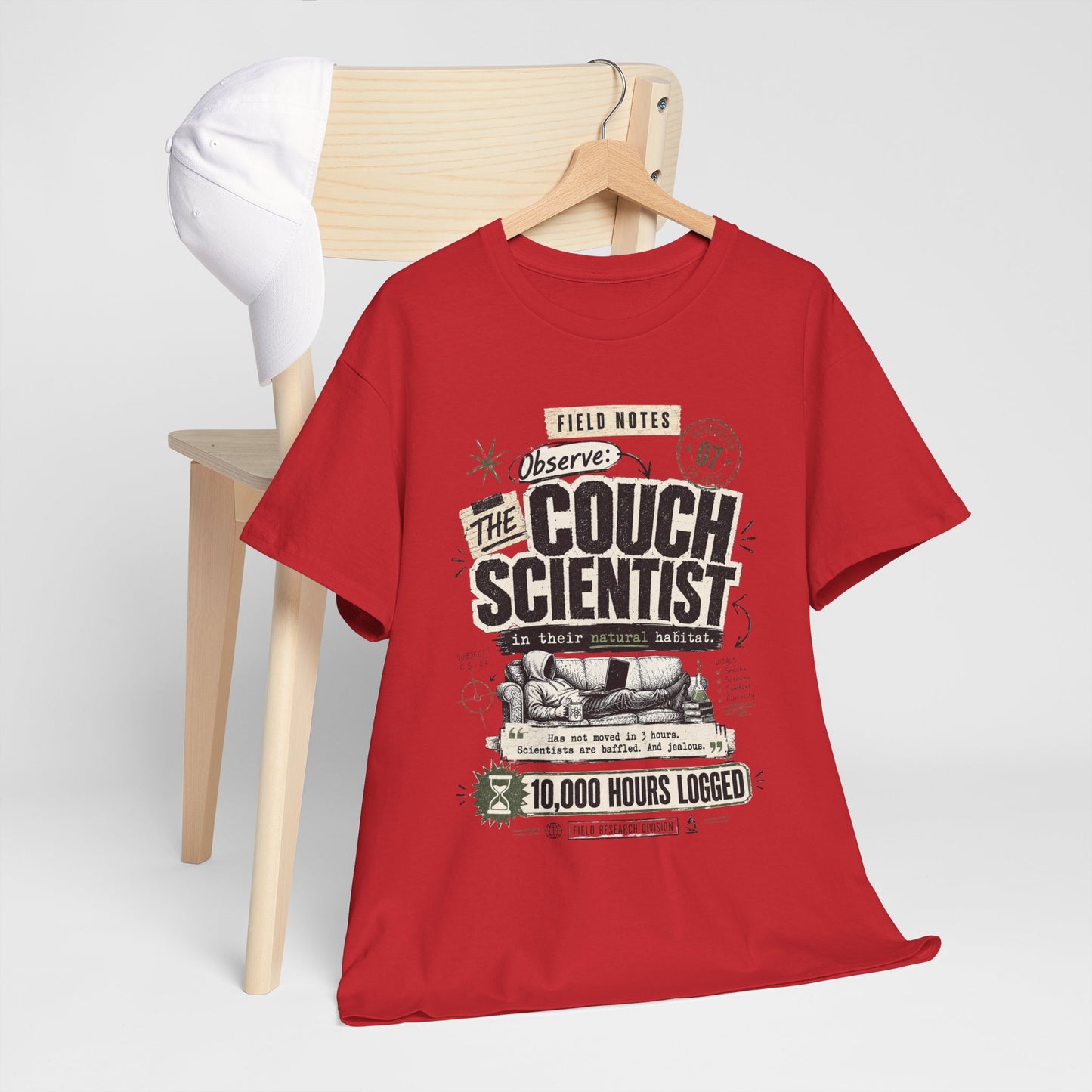 Funny Tee — "The Couch Scientist" Funny Vintage Sofa T-Shirt (10,000 Hours Logged)