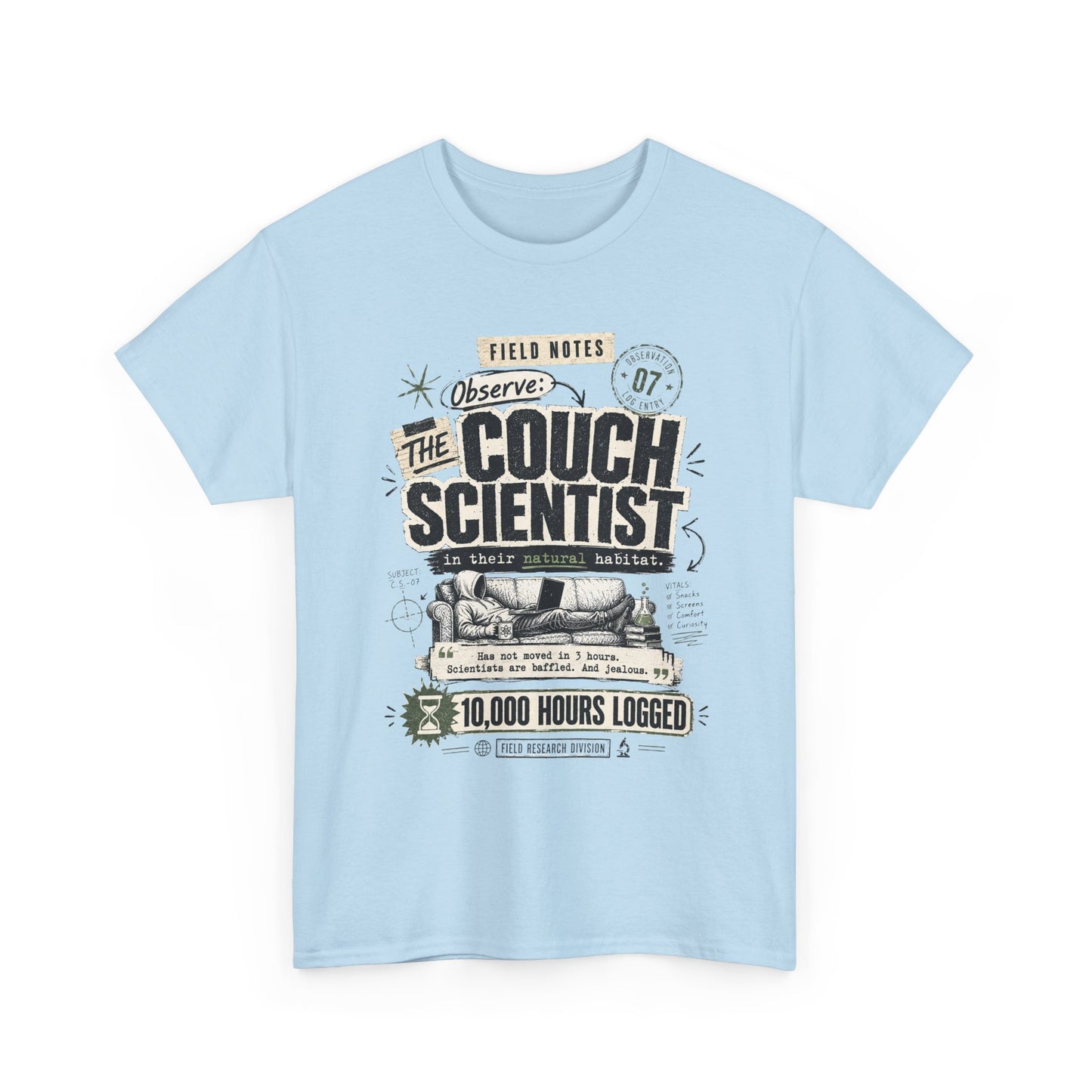 Funny Tee — "The Couch Scientist" Funny Vintage Sofa T-Shirt (10,000 Hours Logged)