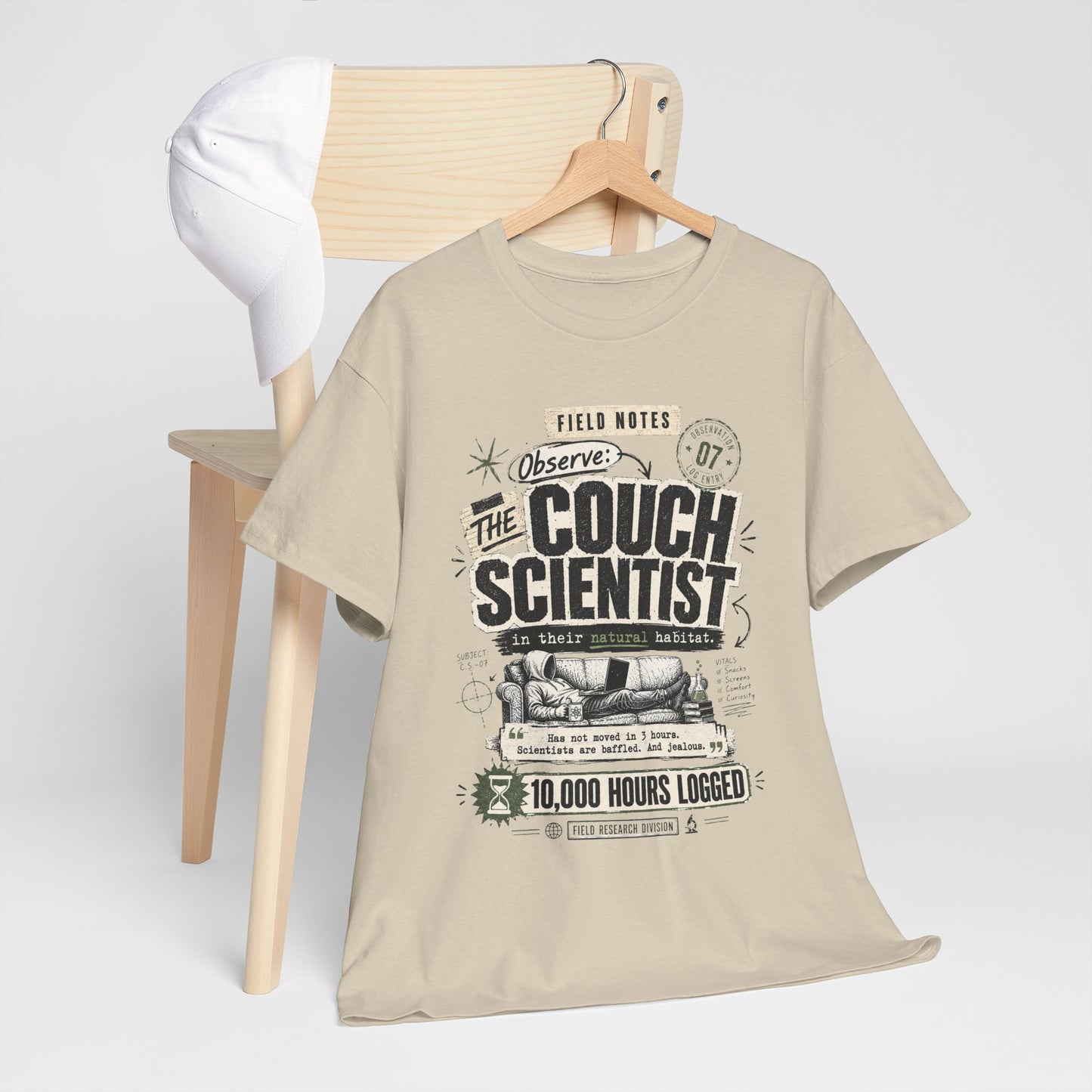 Funny Tee — "The Couch Scientist" Funny Vintage Sofa T-Shirt (10,000 Hours Logged)