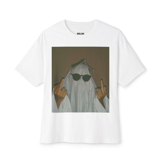 Ghost Costume Graphic Tee — Sunglasses Ghost Giving the Finger