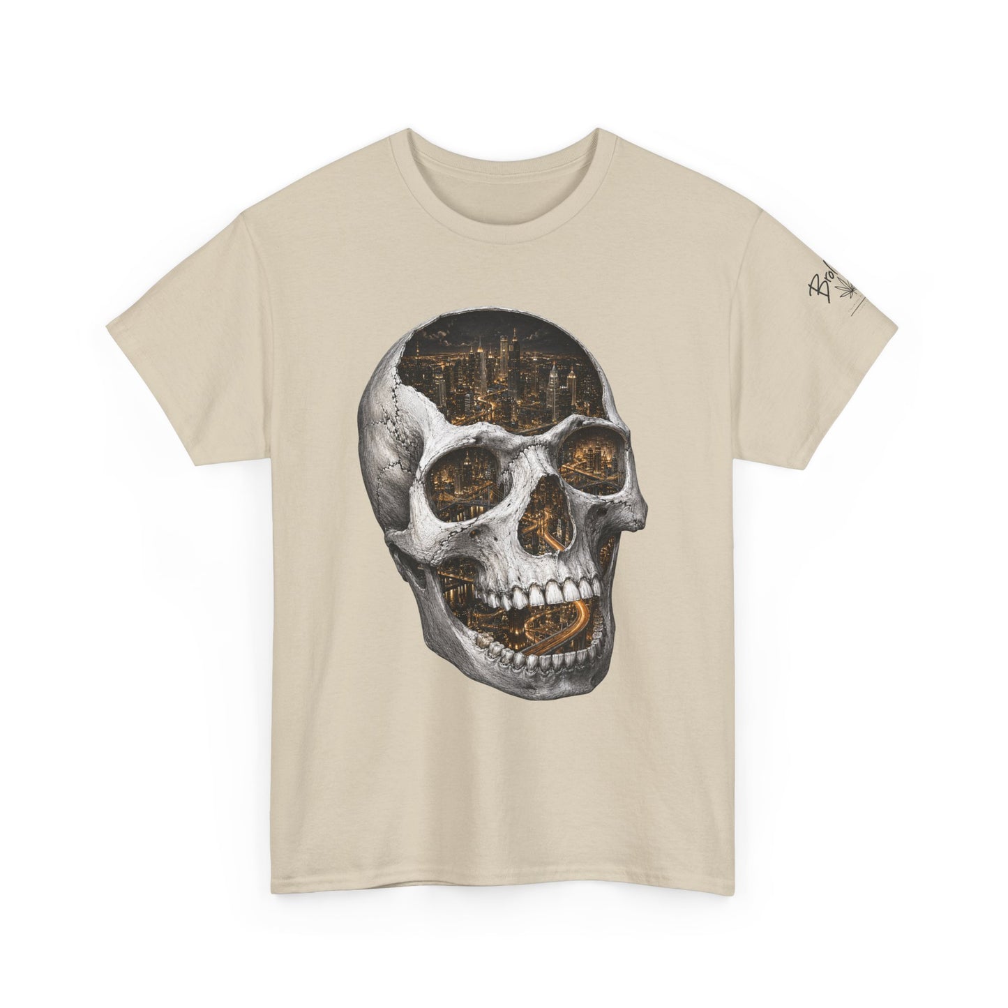 Skull City Graphic Tee — Vintage Skull with Cityscape
