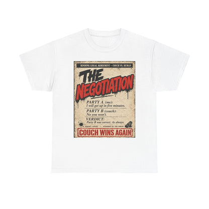Funny The Negotiation Vintage Tee — “Couch Wins Again” Retro Graphic T‑Shirt