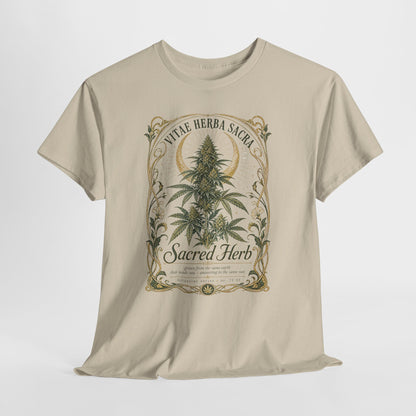 Sacred Herb Botanical T‑Shirt — "Sacred Herb" Vintage Cannabis Plant Tee